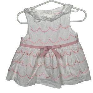 Janie Jack Girl 2 2T Bonjour Paris White Pink Scallop Dot Embroidered Top Ruffle